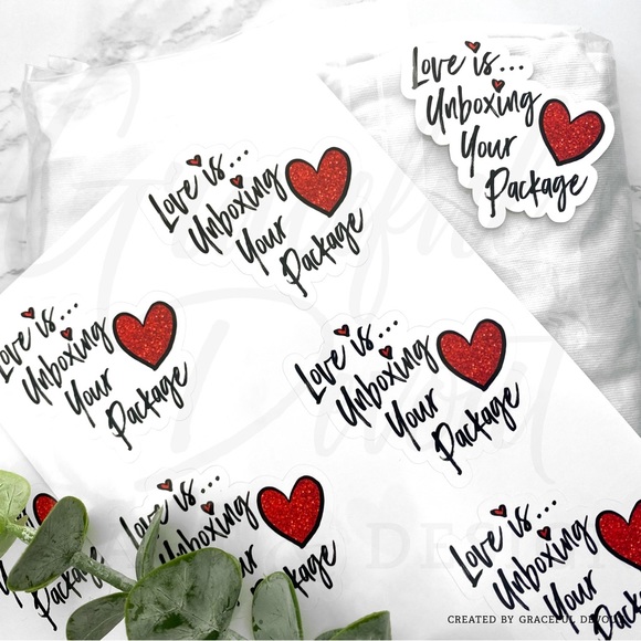 Love Is…Unboxing Your Package- Sticker 2" (inches) 48ct.)  [GD43-48] - Picture 2 of 5